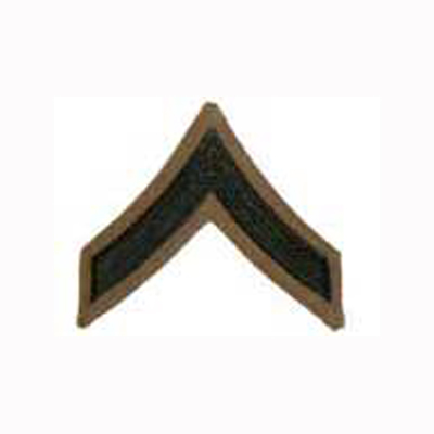 Marine Corps Chevron: Private First Class - Green on Khaki