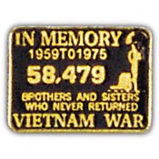 VIETNAM IN MEMORY PIN 1"  