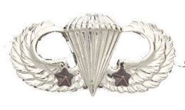 Army Badge: Combat Parachute Second Award - No Shine  