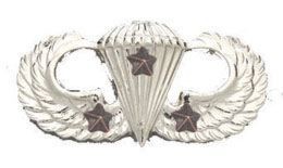 Army Badge: Combat Parachute Third Award - No Shine 