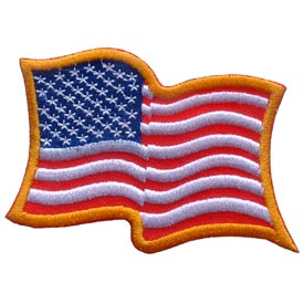 US FLAG WAVY GOLD PATCH  