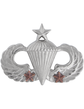 Army Badge: Senior Combat Parachute Second Award - Silver Oxide   