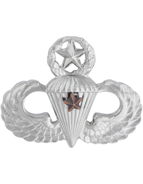 Army Badge: Master Combat Parachute First Award - Silver Oxide