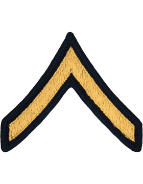 Army Service Uniform Male Chevron: Private - Gold Embroidered On Blue     