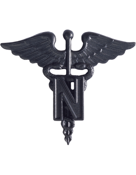 Army Officer Branch Of Service Collar Device: Nurse - Black Metal