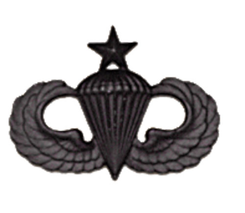 Army Badge: Senior Parachute - Black Metal   