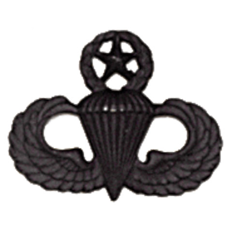 Army Badge: Master Parachute - Black Metal 