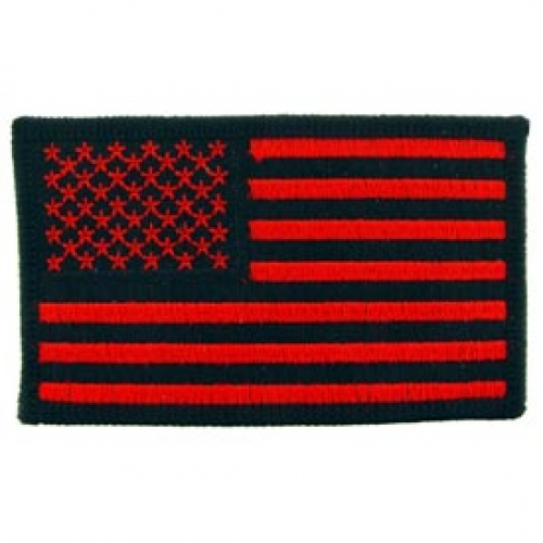 US FLAG BLACK & RED PATCH  