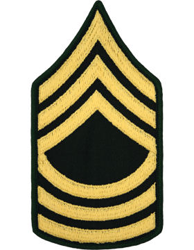 Class A Male Chevron: Master Sergeant - Gold Embroidered on Green 