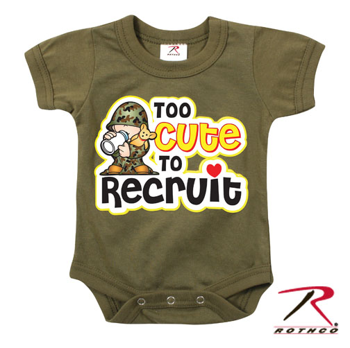 "Too Cute to Recruit" - Olive Drab Onesie - NS16253