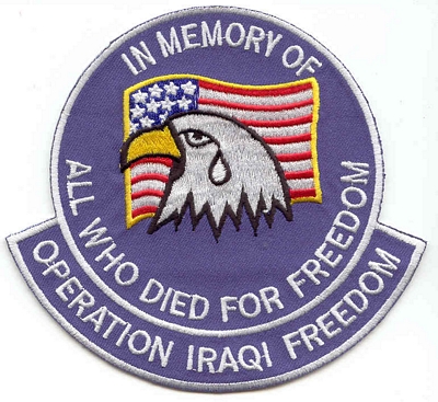 "In Memory" Iraqi Freedom Patch  
