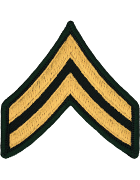 Class A Male Chevron: Corporal - Gold Embroidered on Green  