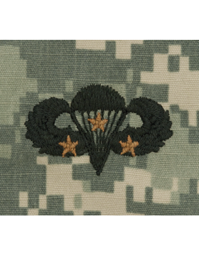 Army Badge: Combat Parachute Third Award - ACU Sew On (Pair)