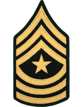Class A Male Chevron: Sergeant Major - Gold Embroidered on Green 
