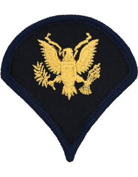 Army Service Uniform Female Chevron: Specalist Four - Gold Embroidered on Blue