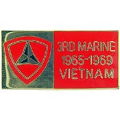 VIETNAM 3RD MARINE DIVISION 1965-1969 PIN 1-1/8"  