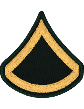 Class A Male Chevron: Private First Class - Gold Embroidered on Green  