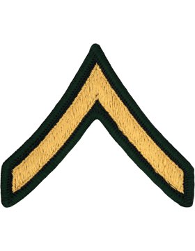 Class A Male Chevron: Private - Gold Embroidered on Green  