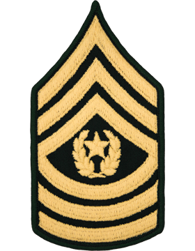 Class A Male Chevron: Command Sergeant Major - Gold Embroidered on Green 