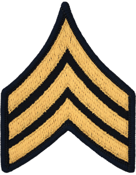 Army Service Uniform Male Chevron: Sergeant - Gold Embroidered On Blue     