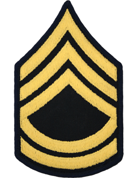 Army Service Uniform Male Chevron: Sergeant First Class - Gold Embroidered on Blue